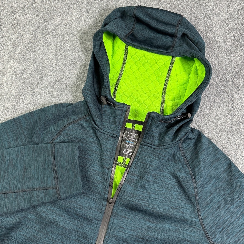 American Eagle Mens Hoodie M Tall Active Flex Full Zip Teal Athletic Performance